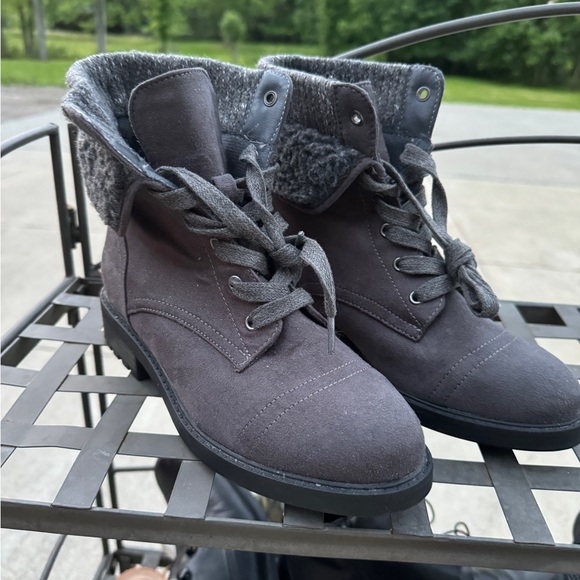 Serra Charcoal/Brown Lace-Up Moto Boots - Picture 7 of 7